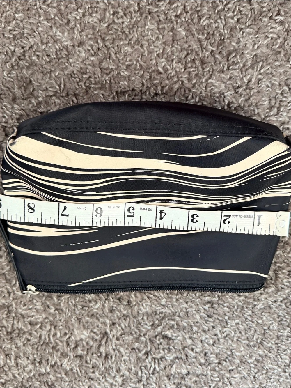 Cream and black Cosmetic Pouch